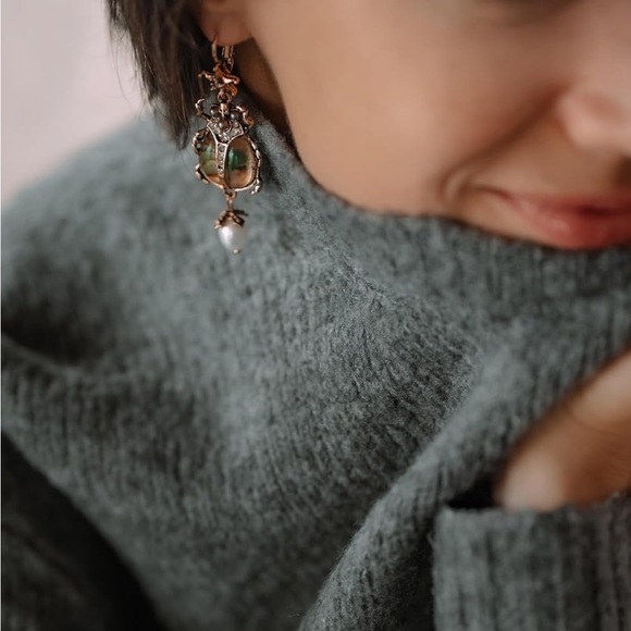 Bohemian Beetle Vintage Diamond Rustic Earrings - Picture 7 of 8